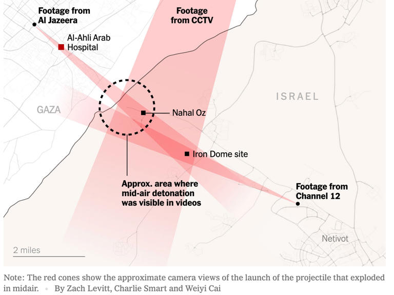 New York Times screengrab showing the range of missile trajectory