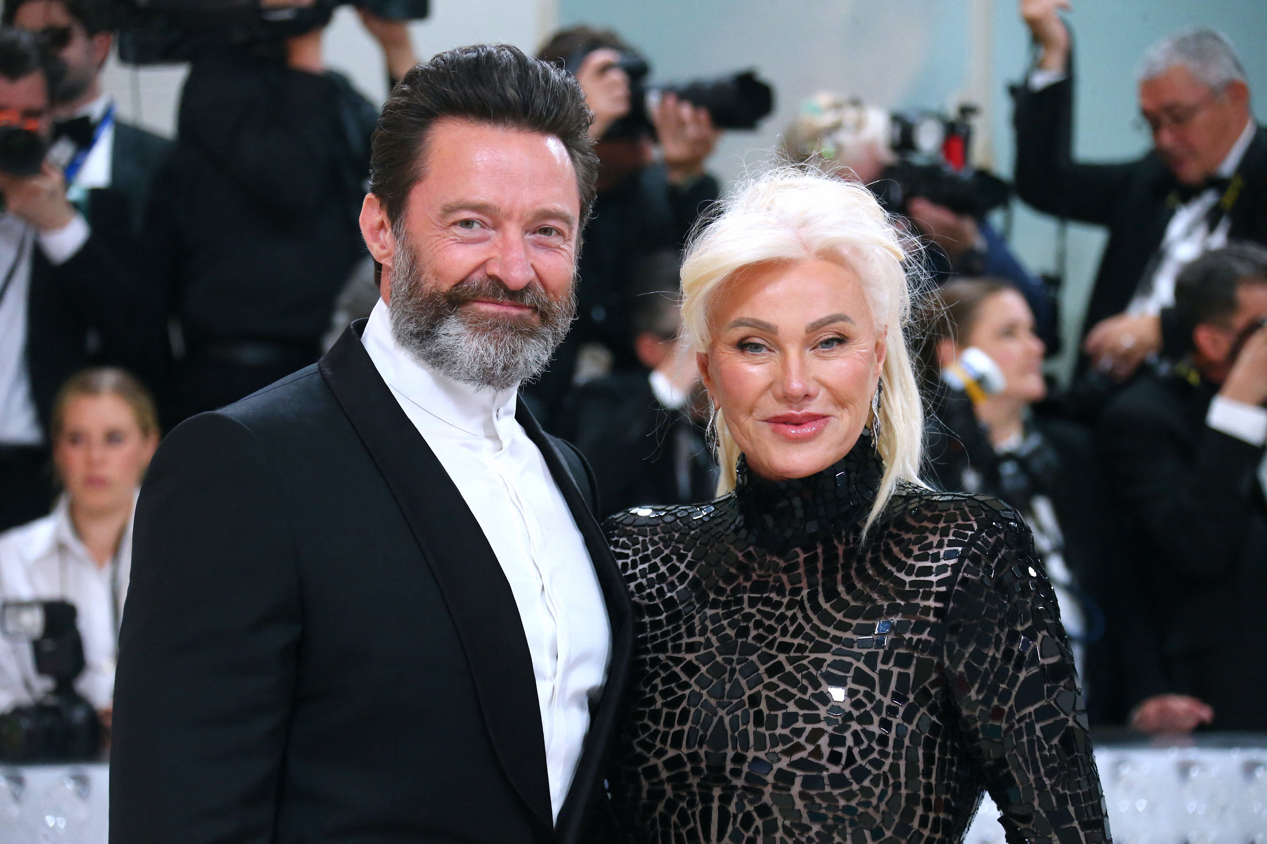 <p><span>There's a 13-year age difference between Tony-winning Academy Award nominee Hugh Jackman and Deborra-lee Furness -- who in September 2023 shocked fans when they announced they'd split after 27 years of marriage.</span></p><p>The former couple met in 1995 on the set of "Correlli," an Australian television series. They married less than a year later when Hugh was 27 and Deborra-lee was 40. They share two adult children, Oscar and Ava.</p>