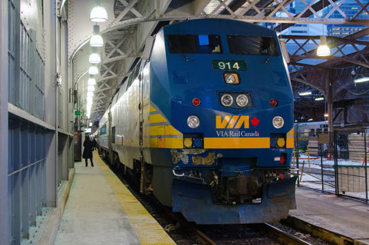 VIA Rail train in Toronto.