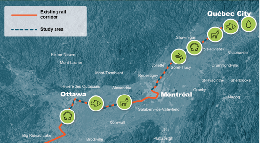 Map of the projected high-frequency rail line.