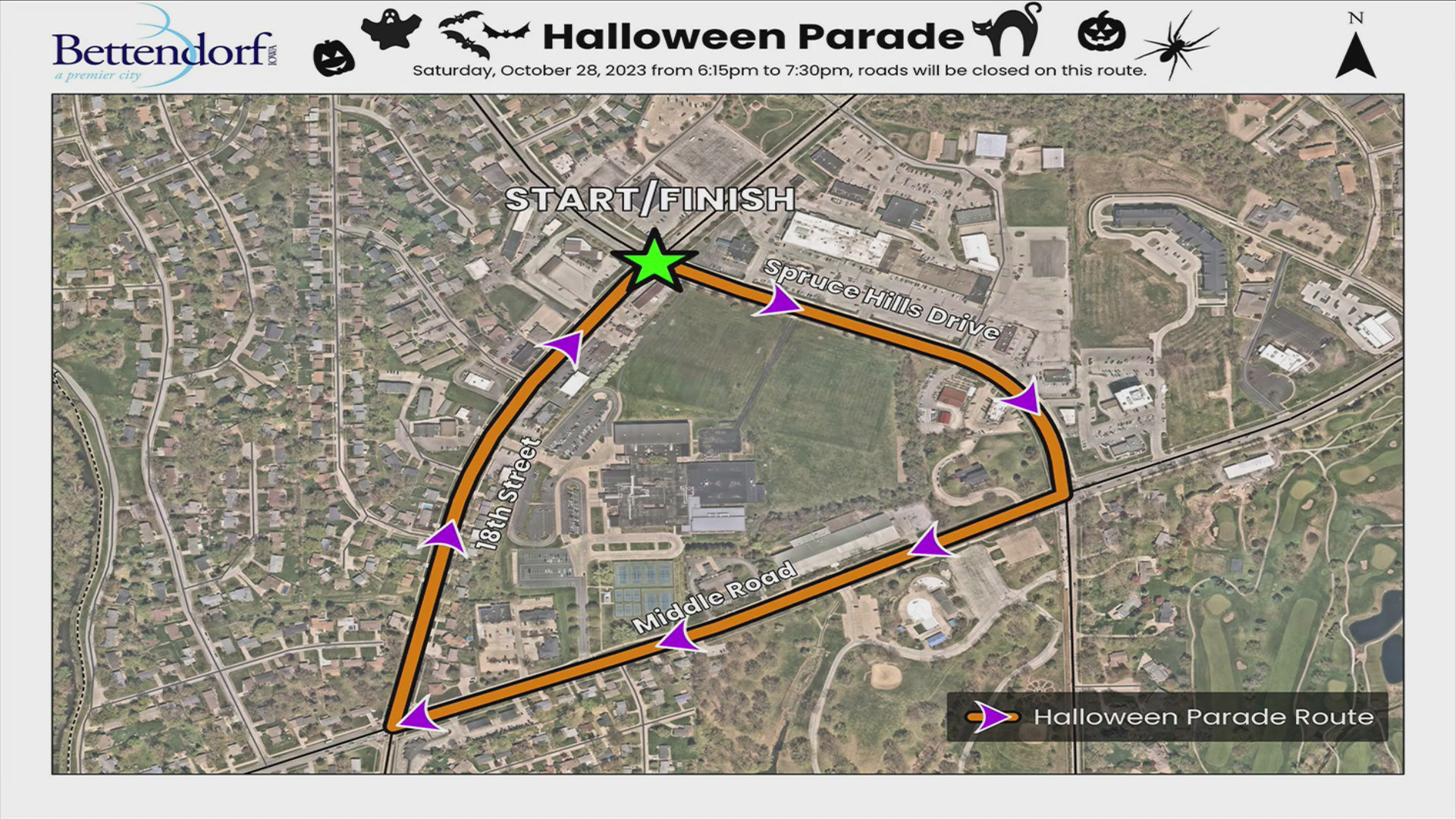 Bettendorf Halloween Parade route