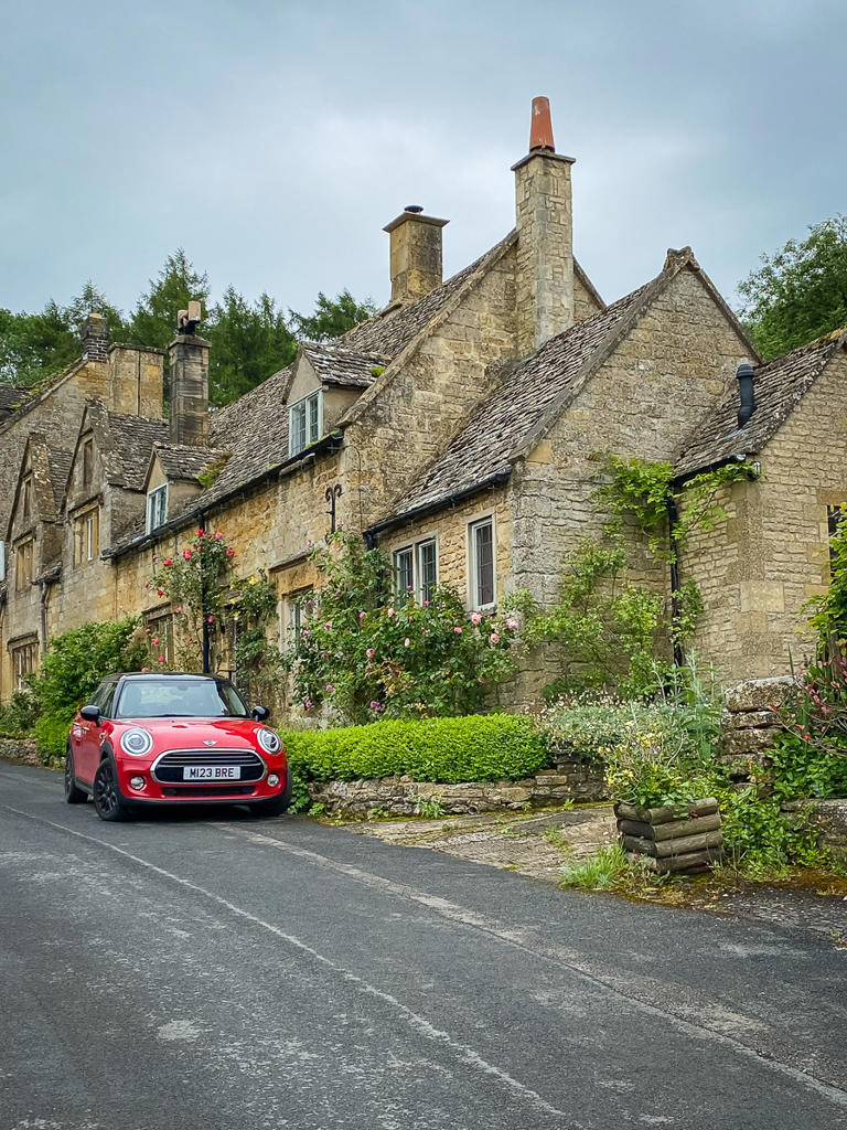 Red car in the Cotswolds