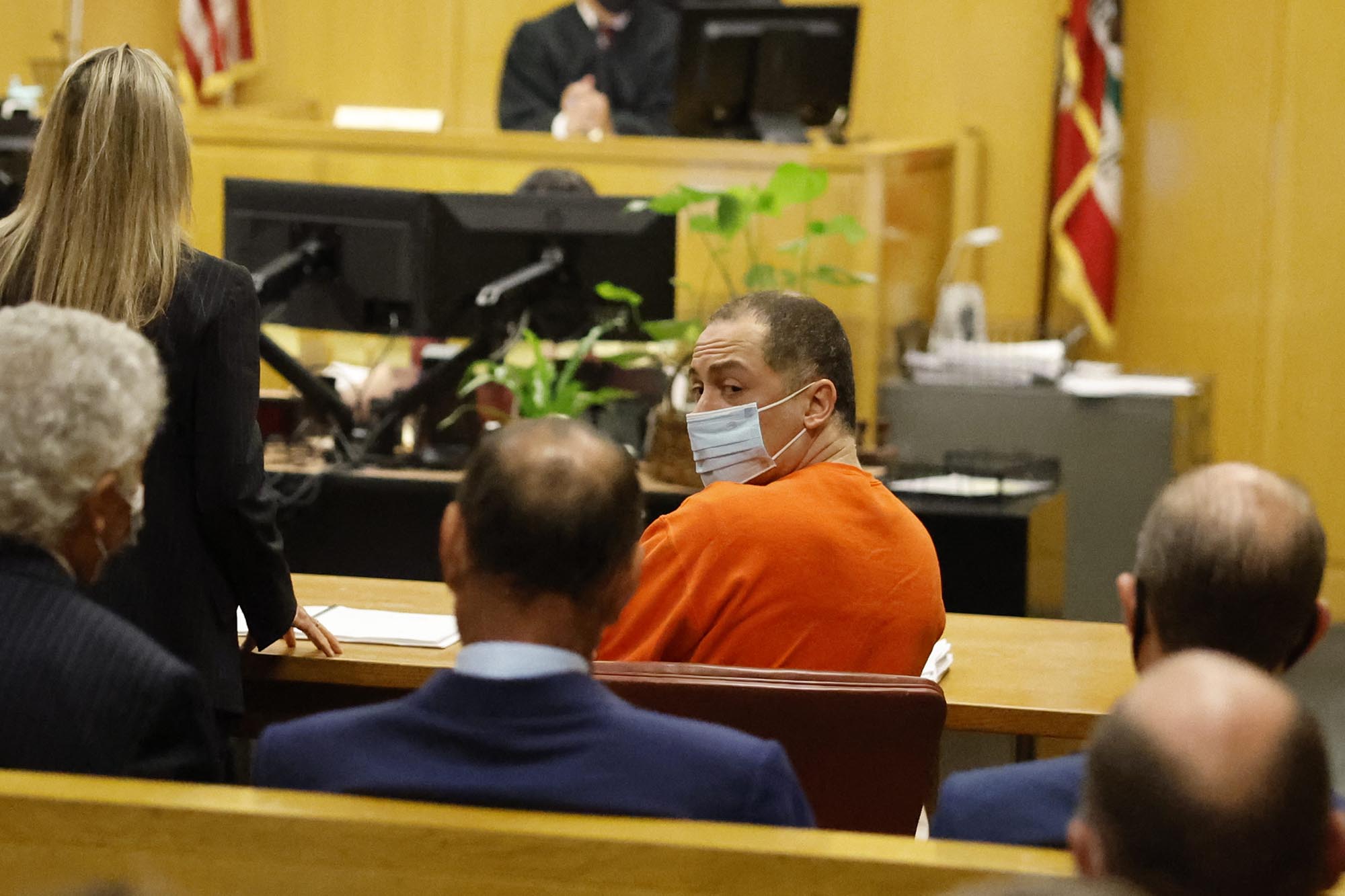 Nima Momeni, right, in court at the Hall of Justice on May 18, 2023 in San Francisco, California.