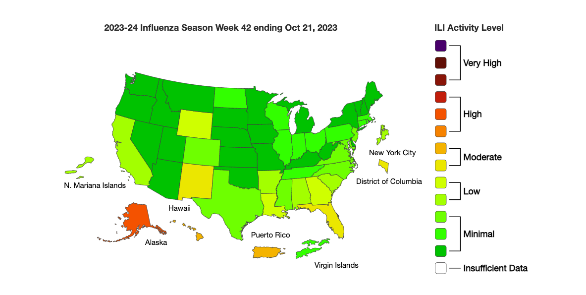 Flu season ramping up in these states, CDC map shows