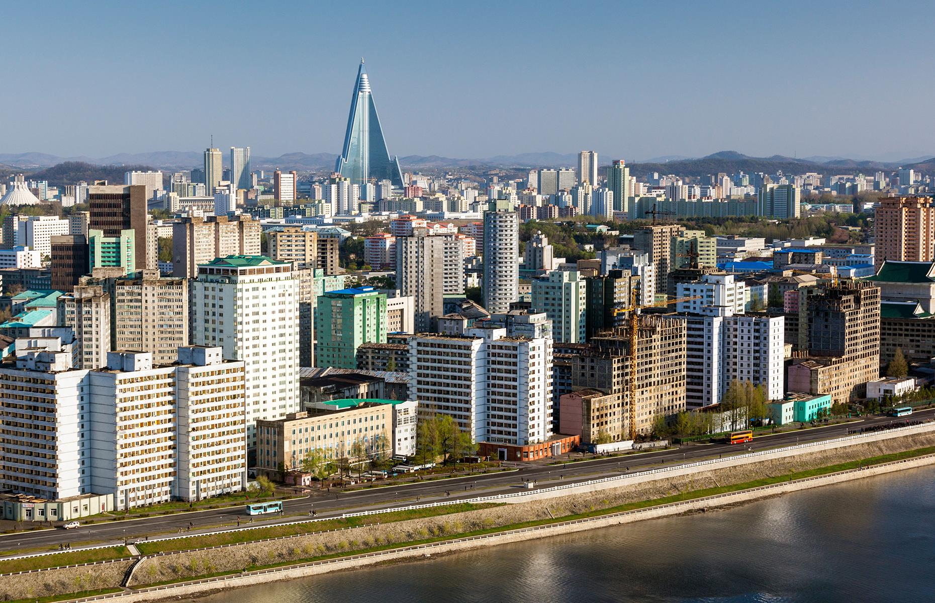 <p>The imposing structure consists of three wings, each of which climb up to the 1,080-foot-high (330m) tip and slope at a 75-degree angle. However, its unusual shape is not a thought-through design feature; the North Koreans didn't have the advanced construction materials used in most modern skyscrapers and instead relied on reinforced concrete, so physics partially dictated the building's form. To achieve the intended height, there had to be a large base and a tapered top to support the enormous weight of the building.</p>