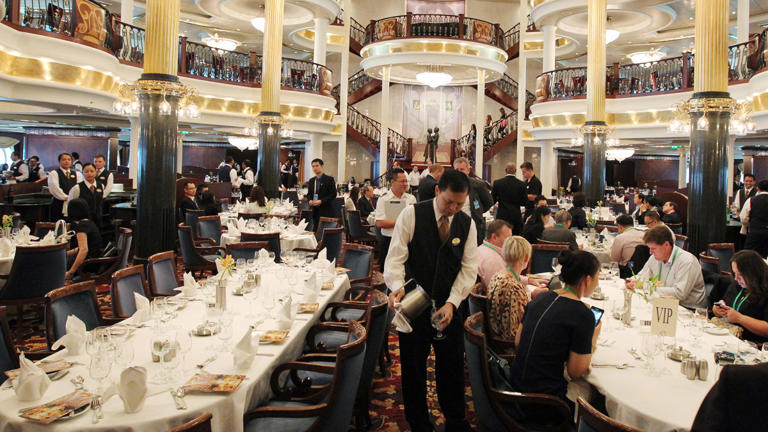 People eat in a Royal Caribbean Main Dining Room. Lead KL 111422
