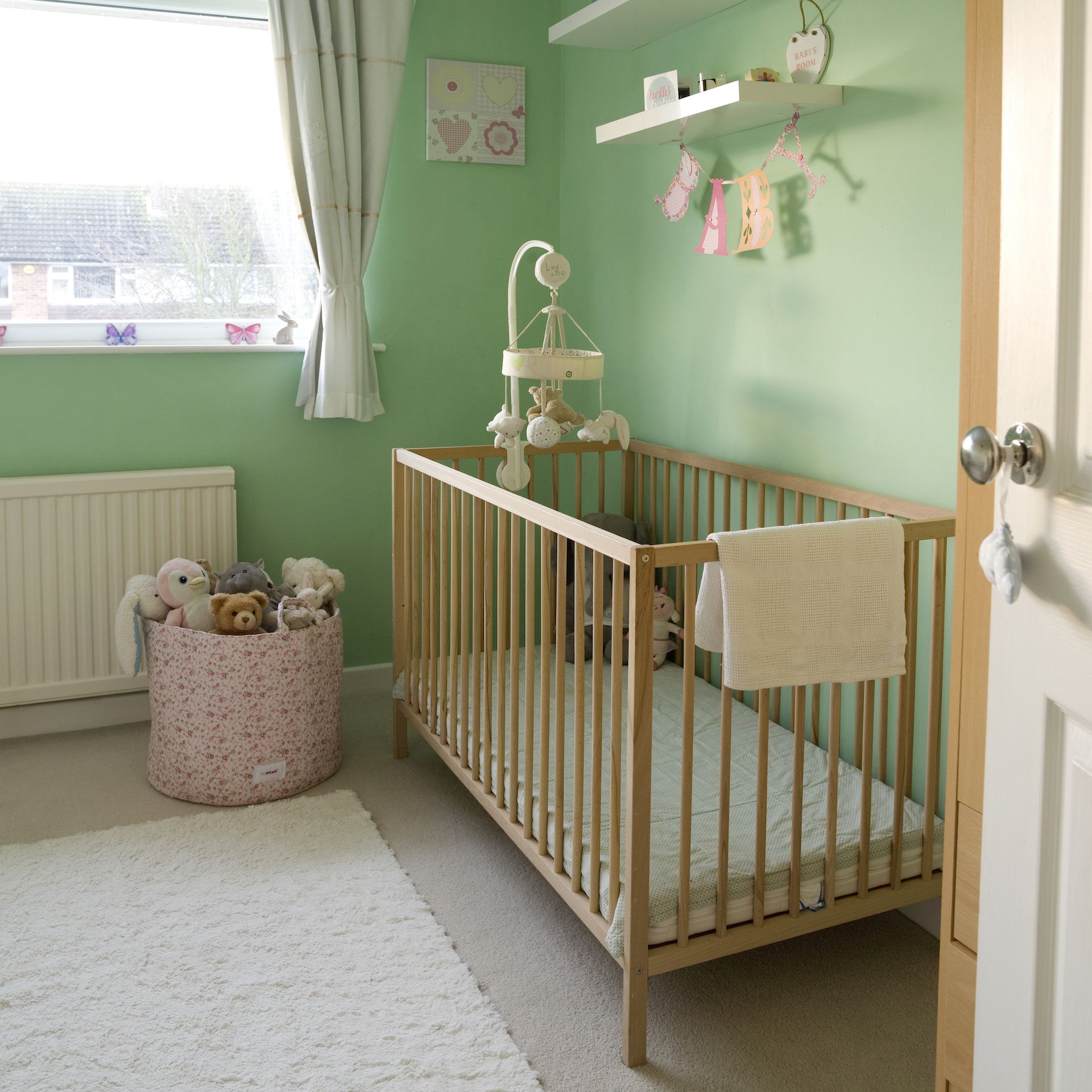 <p>                     Colour influences our mood and there is research to suggest it may affect a baby's mood too. So choose a soothing shade, such as sage green nurseries.                   </p>                                      <p>                     'Green has a powerful calming effect, and it signifies growth,' says interiors stylist Aaron Markwell at COAT Paints. 'The obvious link with the outdoors and nature connection brings balance to the feel of a nursery.'                   </p>