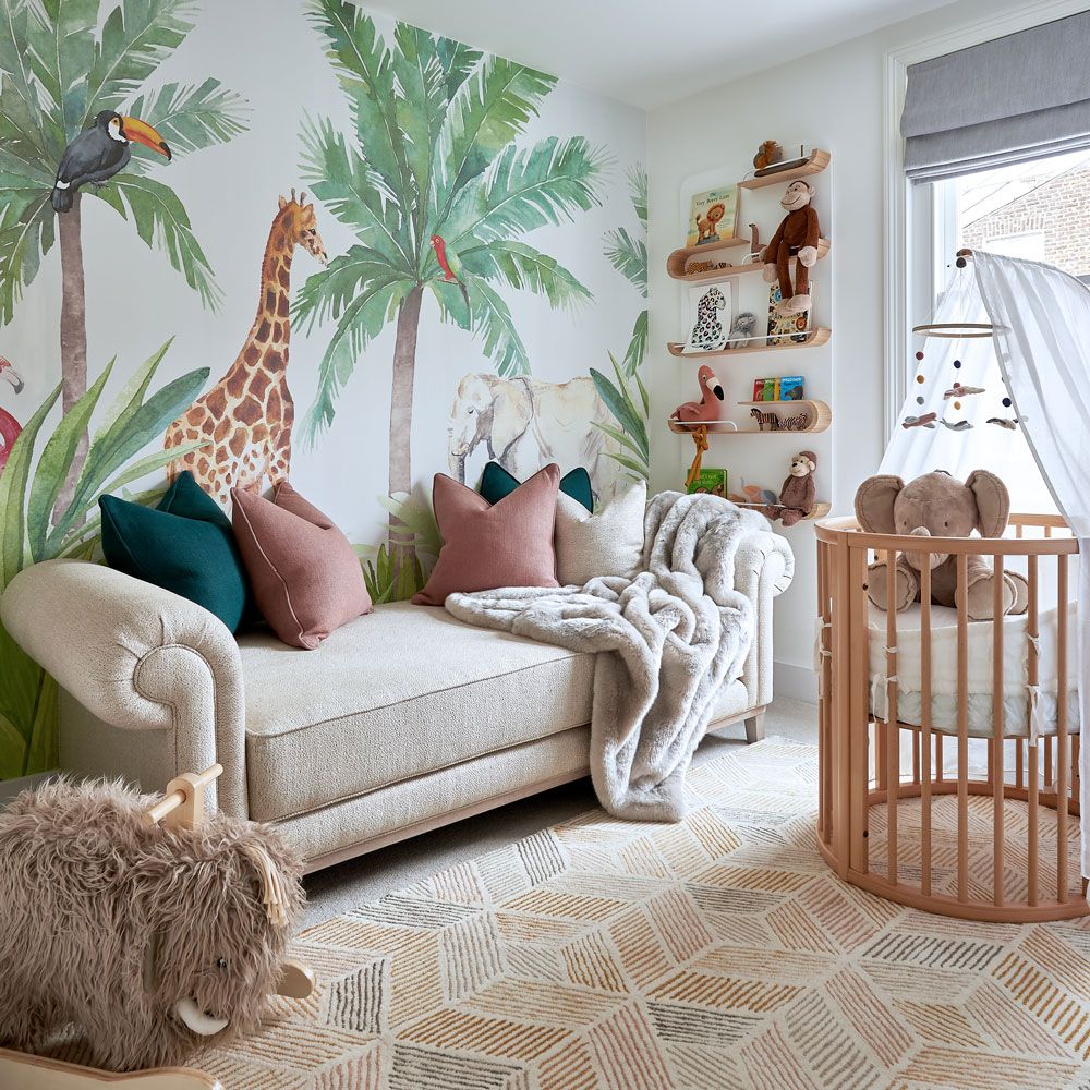 <p>                     'Wall murals are a clever way of bringing the room to life' enthuses Arlene McIntyre MD at Ventura Design. 'One-wall murals create a welcome focal point to the space. Capturing the child’s imagination or celebrating their passions.'                   </p>                                      <p>                     A statement nursery wall mural, whether you opt for a papered design or feel brave enough to do a DIY job, is a brilliant way of injecting fun into the decor, firing up young imaginations. Theme the rest of the room around your chosen design, so in this case the safari vibes are enhanced by the menagerie of stuffed toy animals.                   </p>