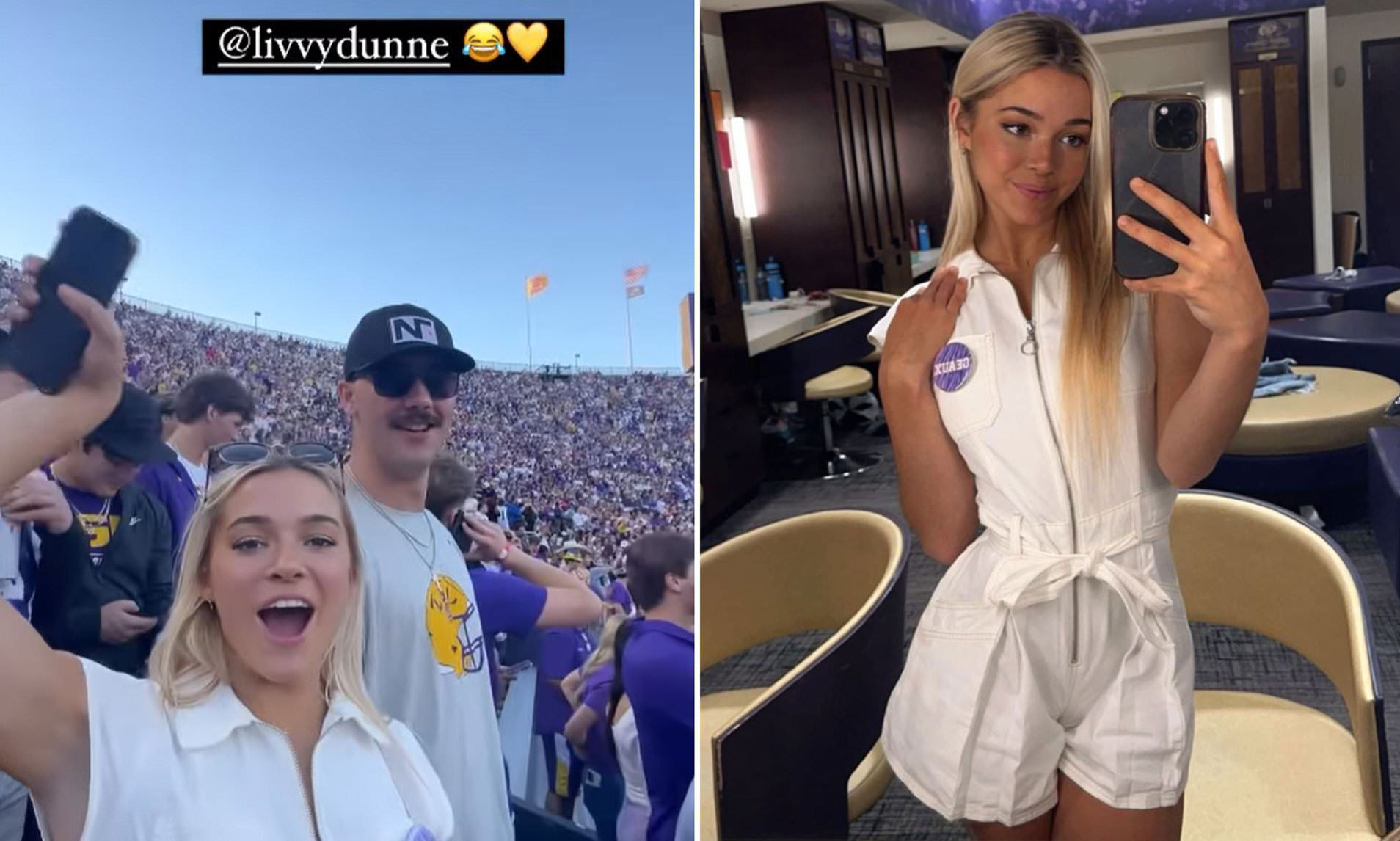 Olivia Dunne holds hands with MLB boyfriend Paul Skenes at LSU game