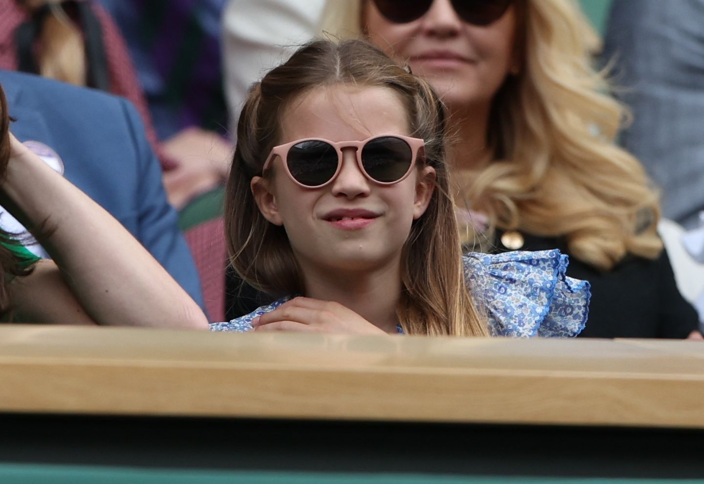 <p>Princess Charlotte wore a pint-sized pair of sunglasses as she watched the Men's Singles final match from the Royal Box on Centre Court on day 14 of the <a href="https://www.wonderwall.com/celebrity/wimbledon-2023-the-best-pictures-of-royals-and-stars-at-the-tennis-championships-758994.gallery">Wimbledon Tennis Championships</a> at the All England Lawn Tennis and Croquet Club in London on July 16, 2023.</p>