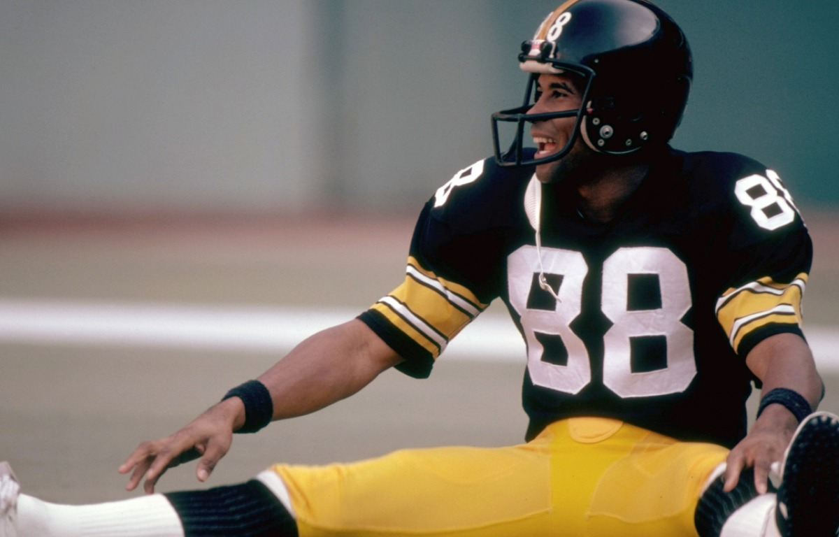 <p>Stats: 336 Receptions, 5,462 Receiving Yards, 51 Touchdowns<br>Accolades: Super Bowl MVP, 3-time Pro-Bowl, 1981 NFL Man of the Year, 1970s All-Decade team.<br>Championships: 4</p> <p>Lynn Swann played his whole career with the Steelers and was an amazing catcher. He was a part of four Steeler Super Bowl titles and while he never had what one could call a breakout season he was a true team player.</p>