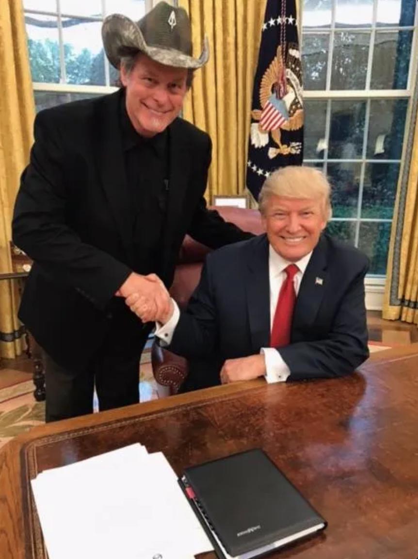 <p>Conservative rocker and "Wango Tango" scribe Ted Nugent is so in on the former president that he <a href="https://www.newsweek.com/ted-nugent-kicks-off-trump-rally-attacking-ukraines-zelensky-1790323"><b>opened a rally for the Donald</b></a> in 2023 in Waco, Texas. During his performance Nugent let it fly in support of Trump, saying:</p><blockquote>I am a guitar player, I have a couple of demands. Secure my border. I have a couple of really good ideas: give me my tax dollars back. I didn't authorize killing babies at Planned Parenthood.... I want my money back. I didn't authorize any money to Ukraine to some homosexual weirdo.</blockquote>