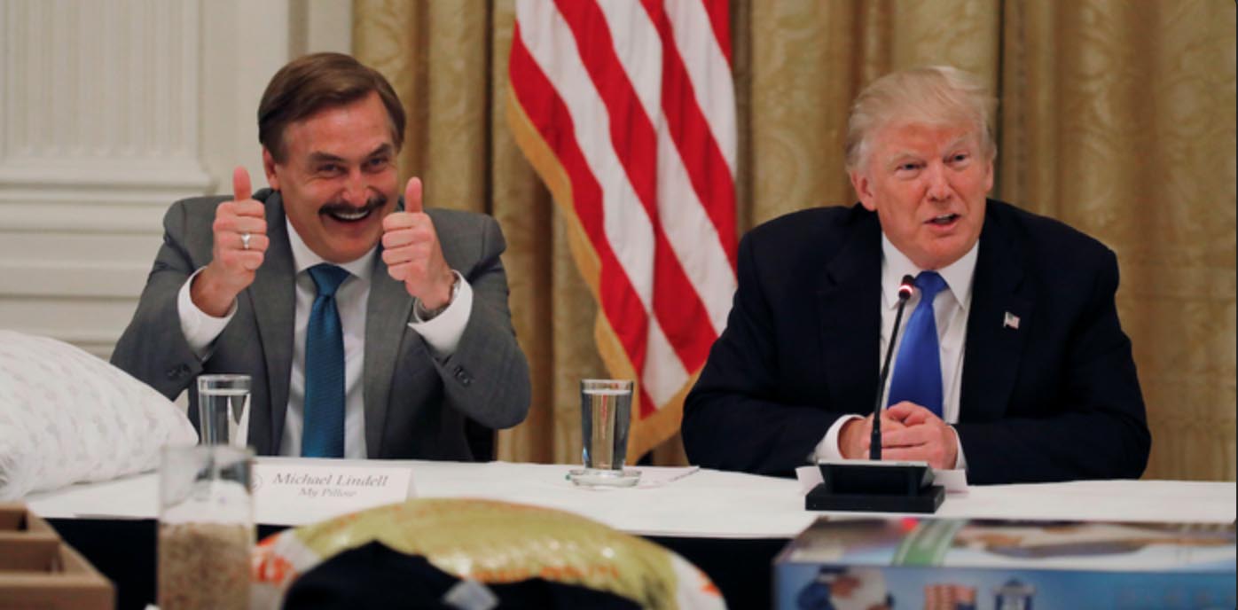<p>Regardless of where you sit on the political spectrum you've got to admit that Mike Lindell, the CEO of My Pillow, is kind of wild. He's backed former president Trump every step of the way following his loss to Joe Biden in the 2020 election, and he's still all in on his man. When Trump made the official announcement that he was back in the race in Palm Beach, Florida, <a href="https://news.yahoo.com/trump-faithfuls-roger-stone-mike-051240952.html"><b>Lindell was right there with him</b></a>.</p>