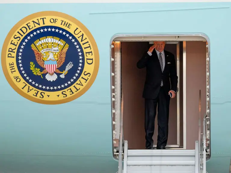 President Joe Biden salutes as he boards Air Force One at Andrews Air Force Base, Md., Tuesday, Oct. 17, 2023, en route to Israel.Israel-Gaza live updates