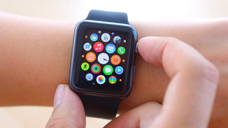 Apple Watch with apps displayed