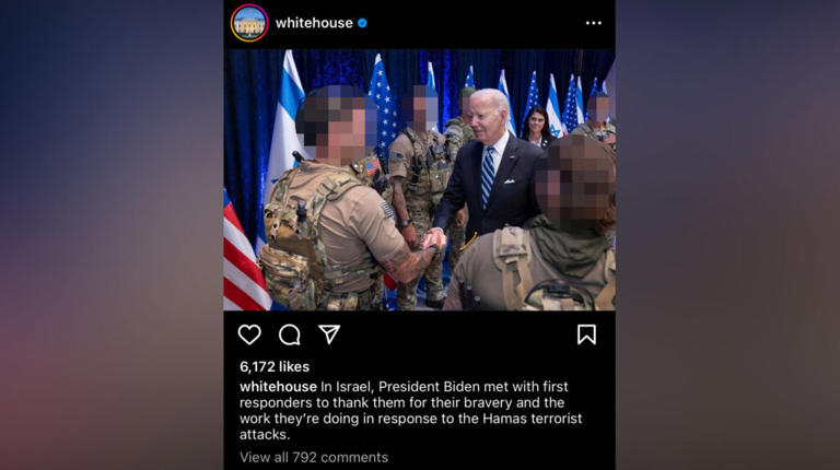 A deleted photo from the White House social media account originally showed the unblurred faces of service members from U.S. special operations forces. Courtesy of Samuel Shoemate