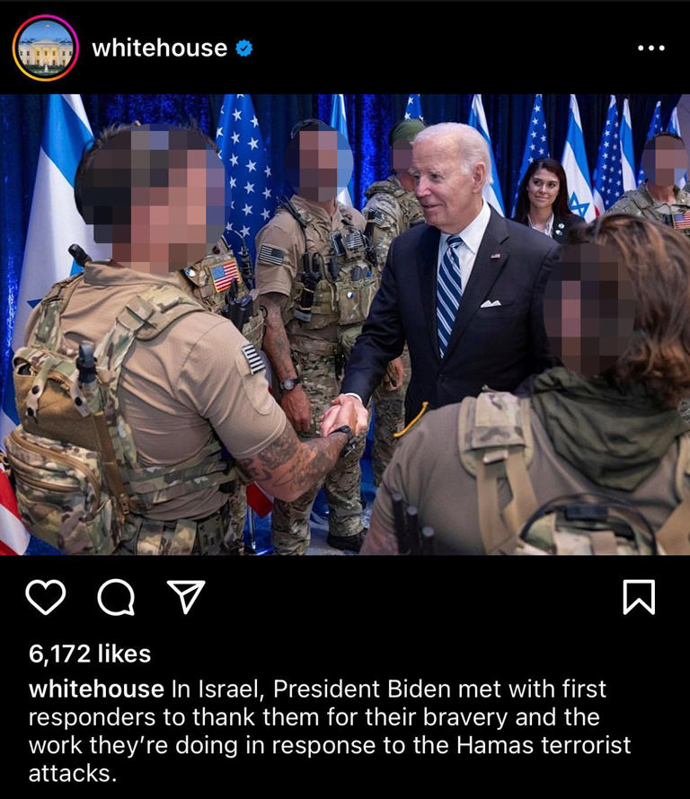 White House posts  then deletes  photo outing special operators    https://twitter.com/AlecLace/status/1715022351249678642  https://www.instagram.com/p/CykKZavKYm5/?img_index=2
