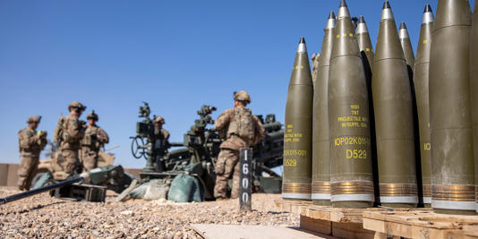 Artillery shells — like these used in a live-fire exercise by US troops in 2020 — are being sent to Israel, according to Axios. Spc. Derek Mustard/US Army