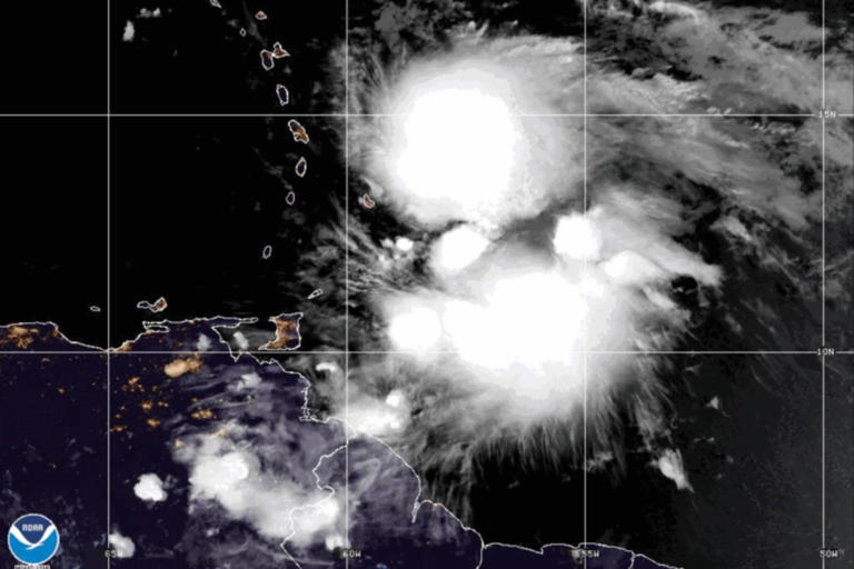 Tropical Storm Tammy Path Forecast on Map