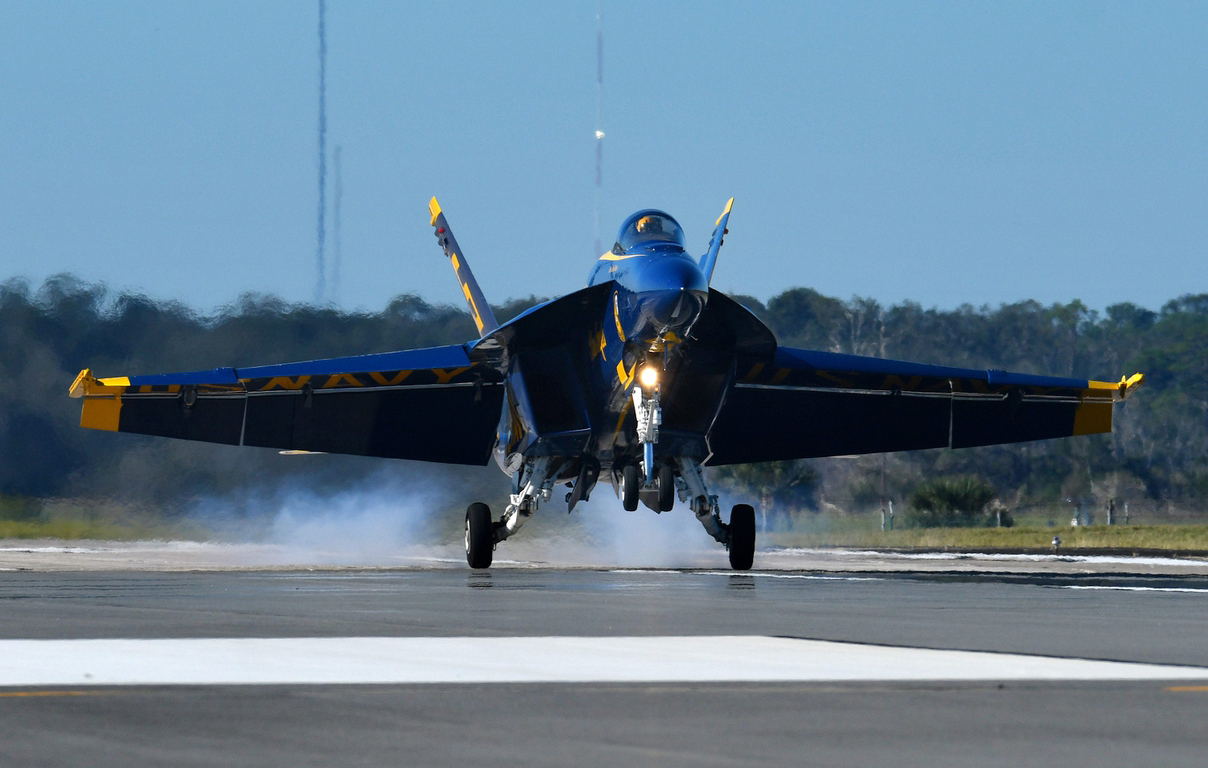 U.S. Navy Blue Angels arrive for Jacksonville Sea and Sky Air Show