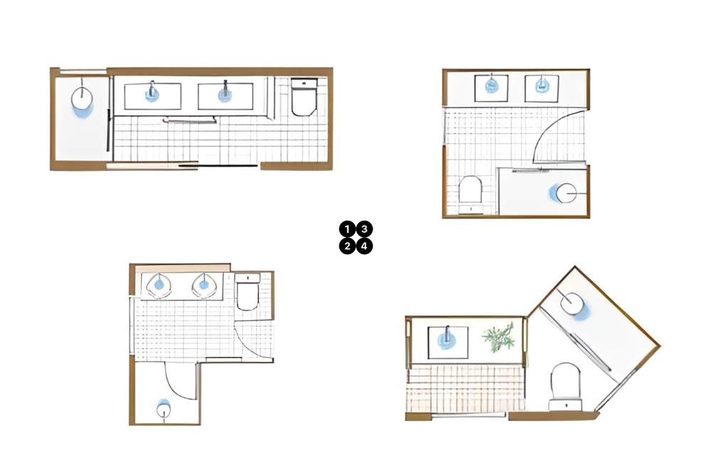 8 planos de cocinas y baños con buenas ideas de distribución según la forma
