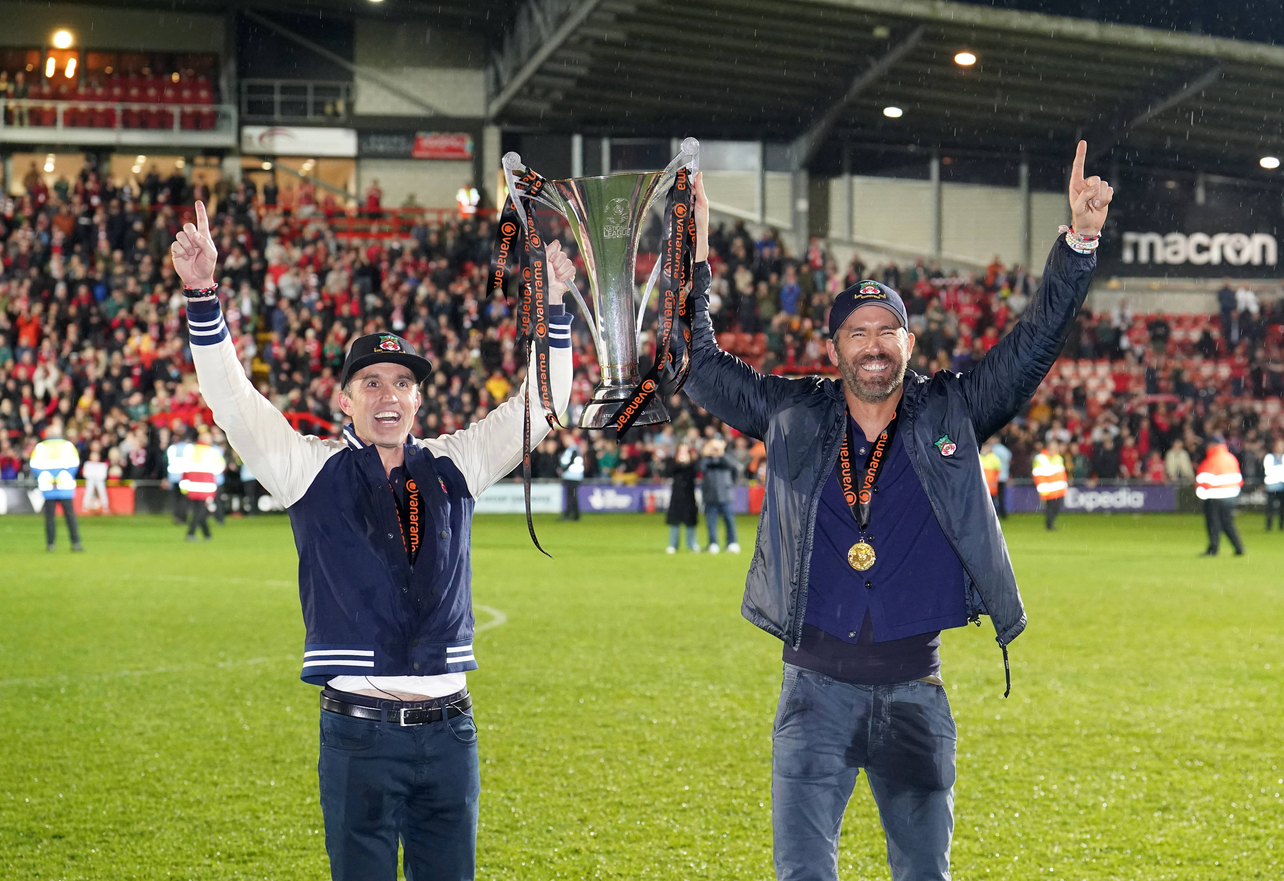 Ryan Reynolds Celebrates Wrexhams Monumental Win Against Yeovil Town Fc 