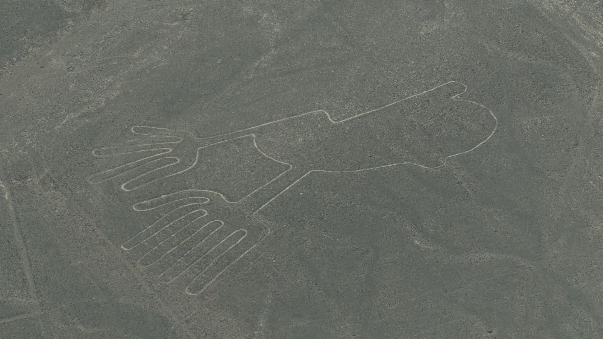 <p>                     While the vast majority of the Nazca Lines represent animals, a handful resemble human features, including these two hands; one has four fingers and a thumb, and the other lacks a fifth digit.                    </p>