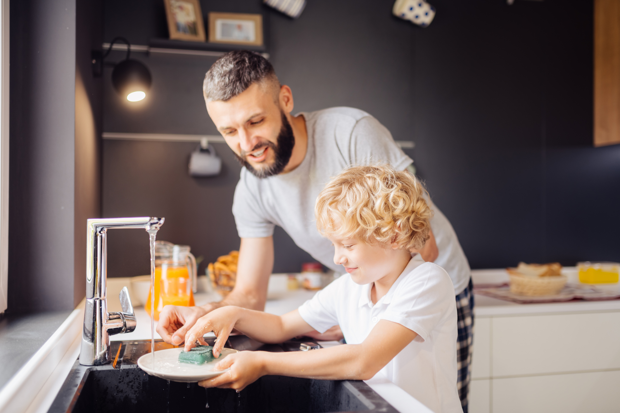 Dad washes up