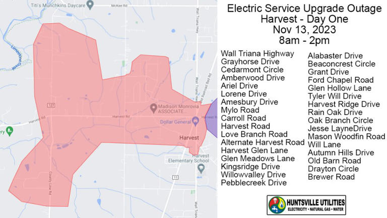 Huntsville Utilities Schedules Outages For System Upgrades In Harvest Area