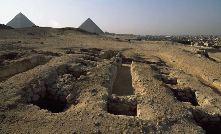 Graven van piramidebouwers in Egypte
