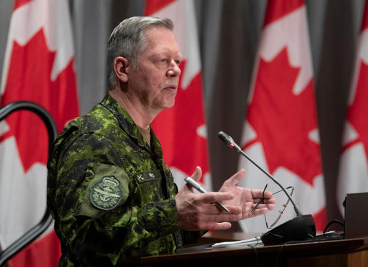 Chief of the Defence Staff Jonathan Vance responds to a question during a news conference on May 7, 2020 in Ottawa. (Adrian Wyld/The Canadian Press)