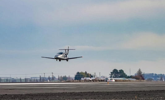 The Samson Sky Switchblade lands safely after its first test flight (Picture: Samson Sky/SWNS)