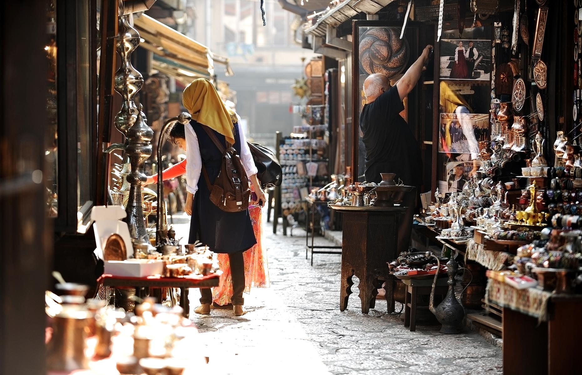 <p>The Ottomans founded Sarajevo in the 15th century, and you can still see the strong Turkish legacy in the Bosnian capital’s old Bascarsija quarter. It’s like a mini Istanbul, with souk-like stalls squeezed in among cafes and silversmiths and coppersmiths working their metals in tiny workshops. You'll spot their little coffee pots in cafes, whose Turkish coffee – called bosanska kava – will keep you going for hours.</p>