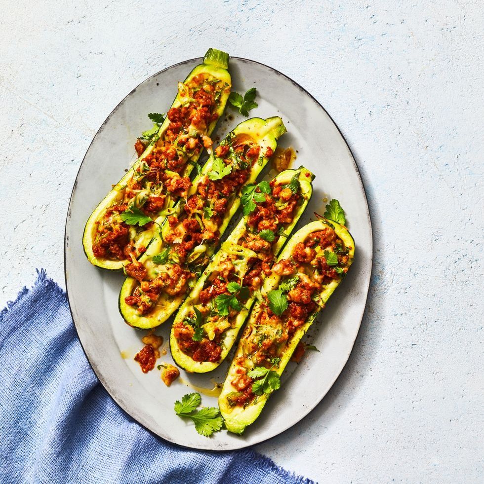 59) Chorizo-Stuffed Zucchini