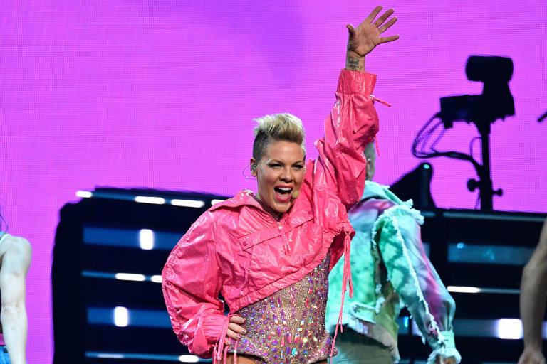 P!nk performs inn concert at the KFC Yum! Center, Saturday, Nov. 11 2023 in Louisville Ky.