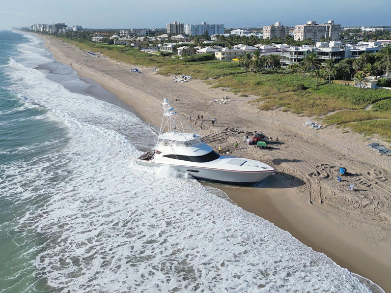 This 92-foot luxury yacht got stranded all weekend on a Florida beach