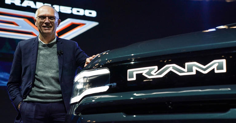Carlos Tavares, CEO of Stellantis, poses during a presentation at the New York International Auto Show in Manhattan, New York, on April 5, 2023.