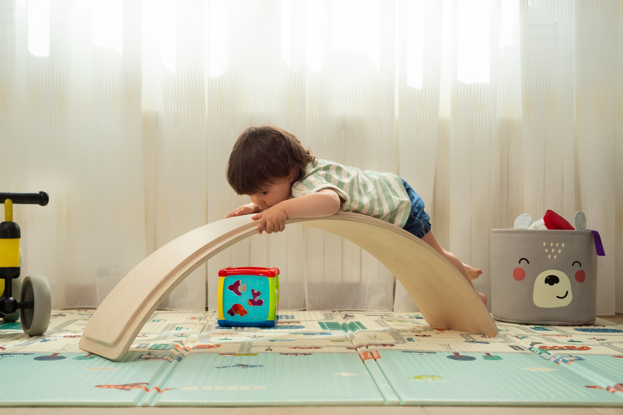 <p>The local park may be a no-go, but indoor playground activities can weather-proof plans for kids who love climbing (and keep them off your tables). Time spent on pickler triangles and slides makes for some of the best indoor activities for toddlers and pre-schoolers, while <a href="https://www.popsugar.com/family/indoor-fort-building-kits-47391298" class="ga-track">forts are excellent for older kids</a>. </p>