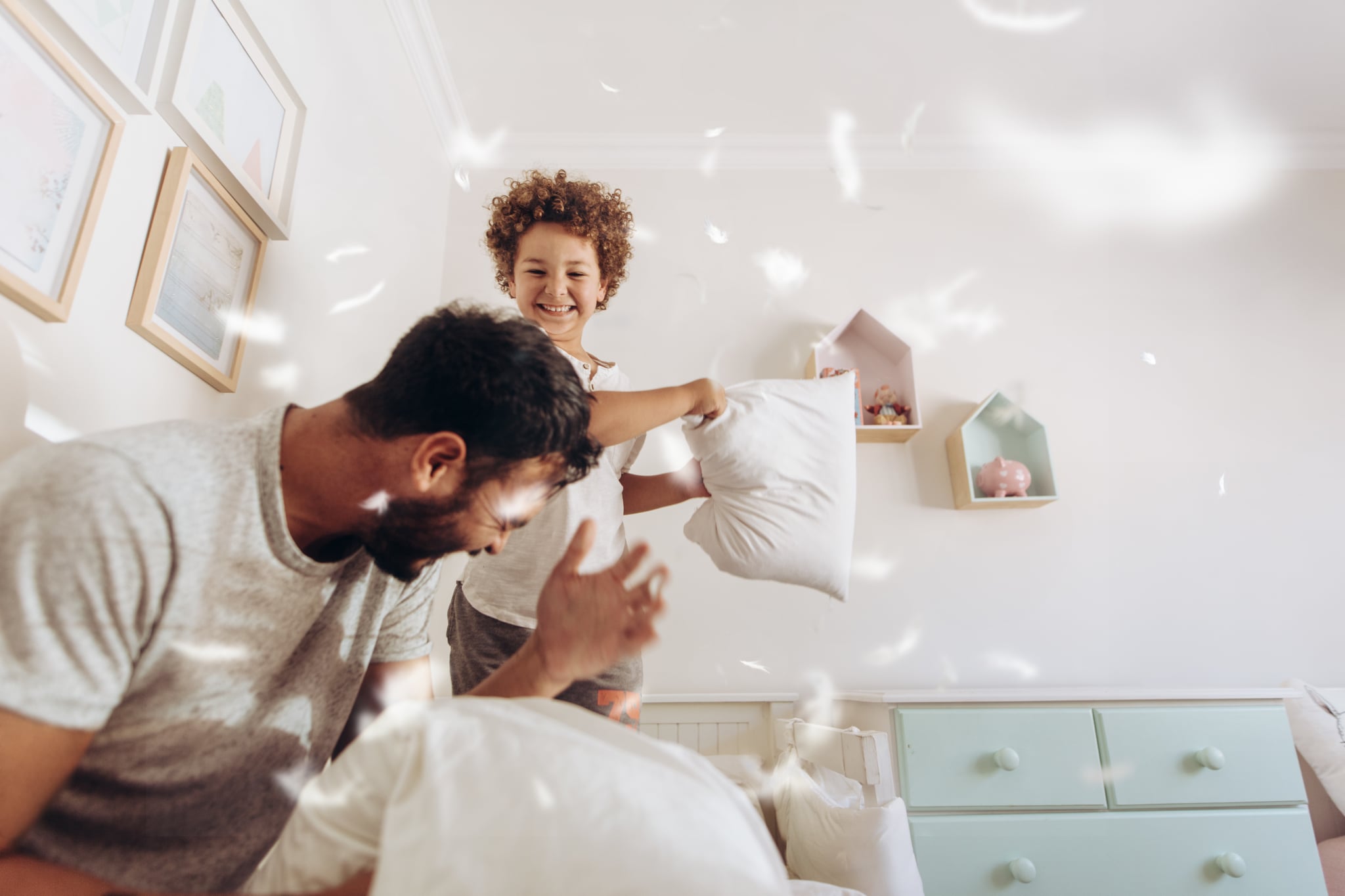 <p>While we generally discourage hitting one another, pillow fights can be a fun way to pass the time. This quintessential family activity is best left for kids old enough to understand the need to be gentle and stop when someone says so.</p>