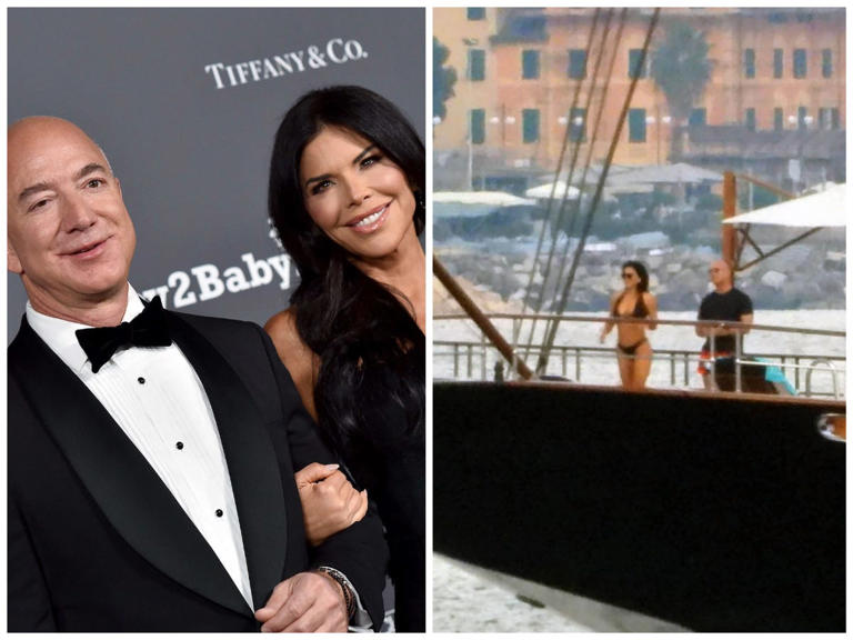 Jeff Bezos' fiancée Lauren Sanchez says she's 'flattered' — but the female figurehead sculpted on the front of his superyacht isn't her