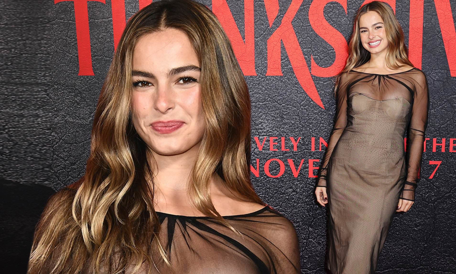 Addison Rae stuns in a semisheer dress at Thanksgiving premiere