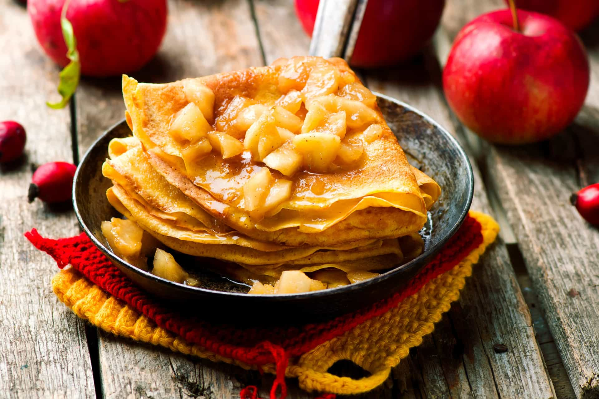 Filling the Apple Raisin Crepes