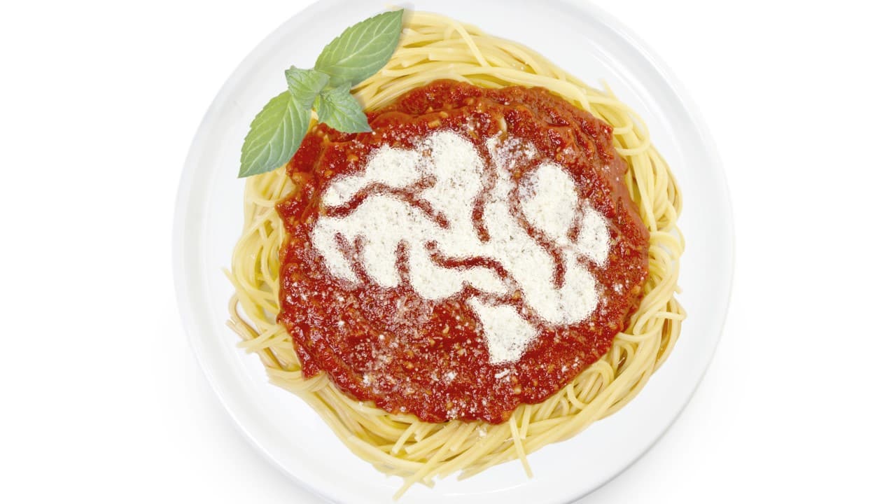 <p>Pasta Brain and Meatballs can be a little complicated to make, but it’s worth the extra effort. Using a baking mold, you can form a brain made of spaghetti that will look bloody and spooky. Serve it with a side of meatballs, and you have a Halloween version of spaghetti and meatballs.</p>