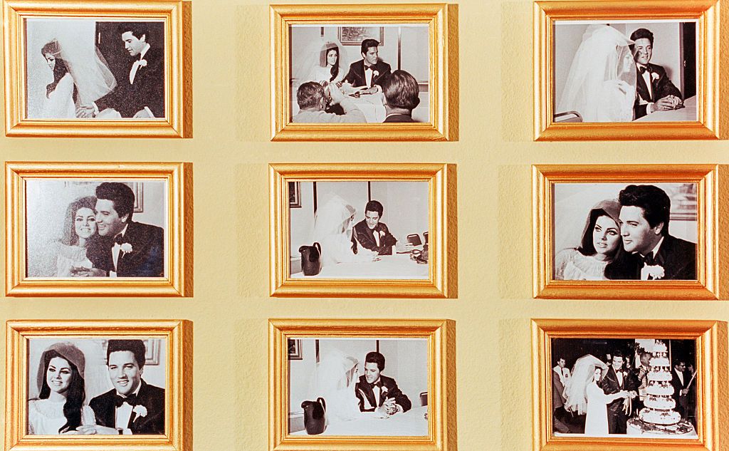 <p>Since the moment was such a huge part of pop culture history, photographers caught every second on camera. Here are framed snapshots that hung inside the Elvis Presley Honeymoon Suite at the Aladdin Hotel & Casino. </p>