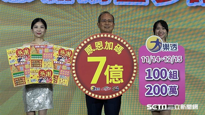 台彩總經理謝志宏宣布推出感恩加碼活動。（圖／記者王翊綺攝影）