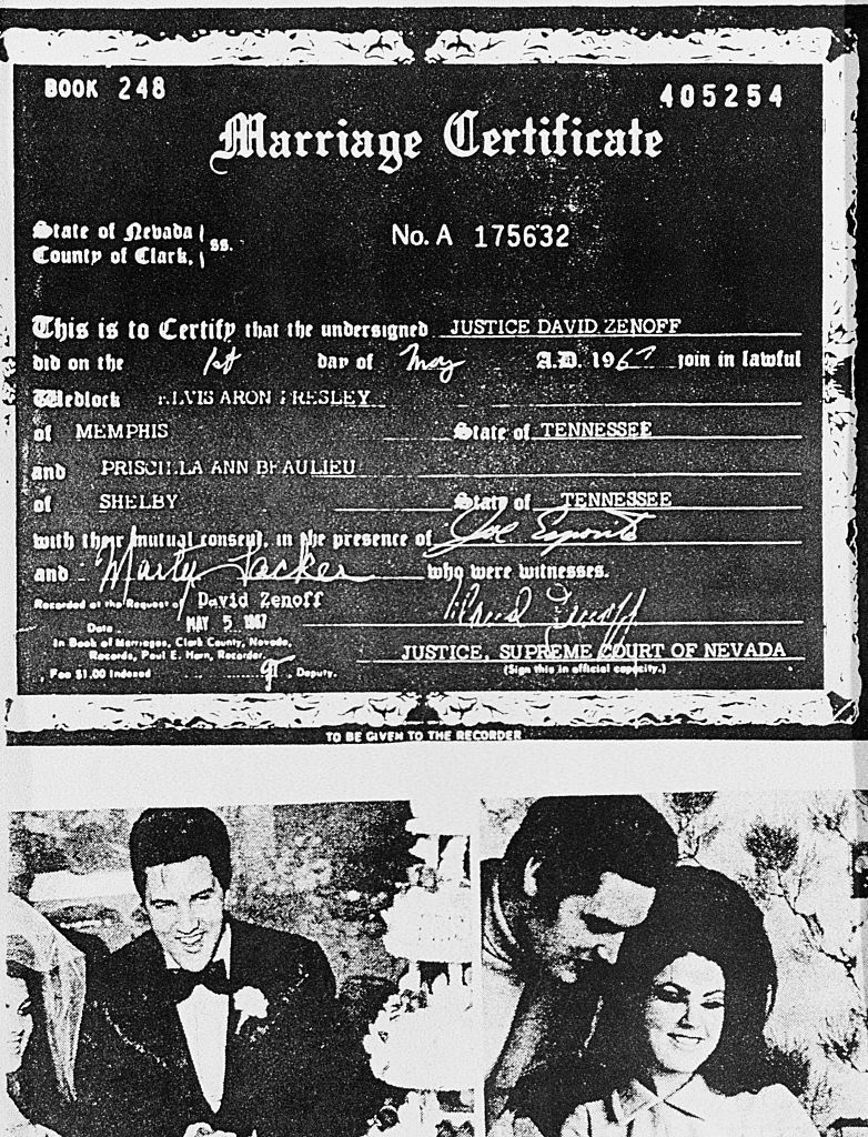<p>The Aladdin Hotel & Resort also hung a framed copy of their marriage license in the Elvis Presley Honeymoon Suite. Because, of course!</p>