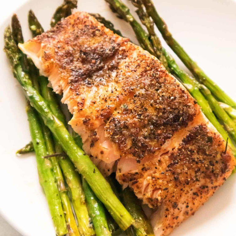 Air Fryer Salmon and Asparagus