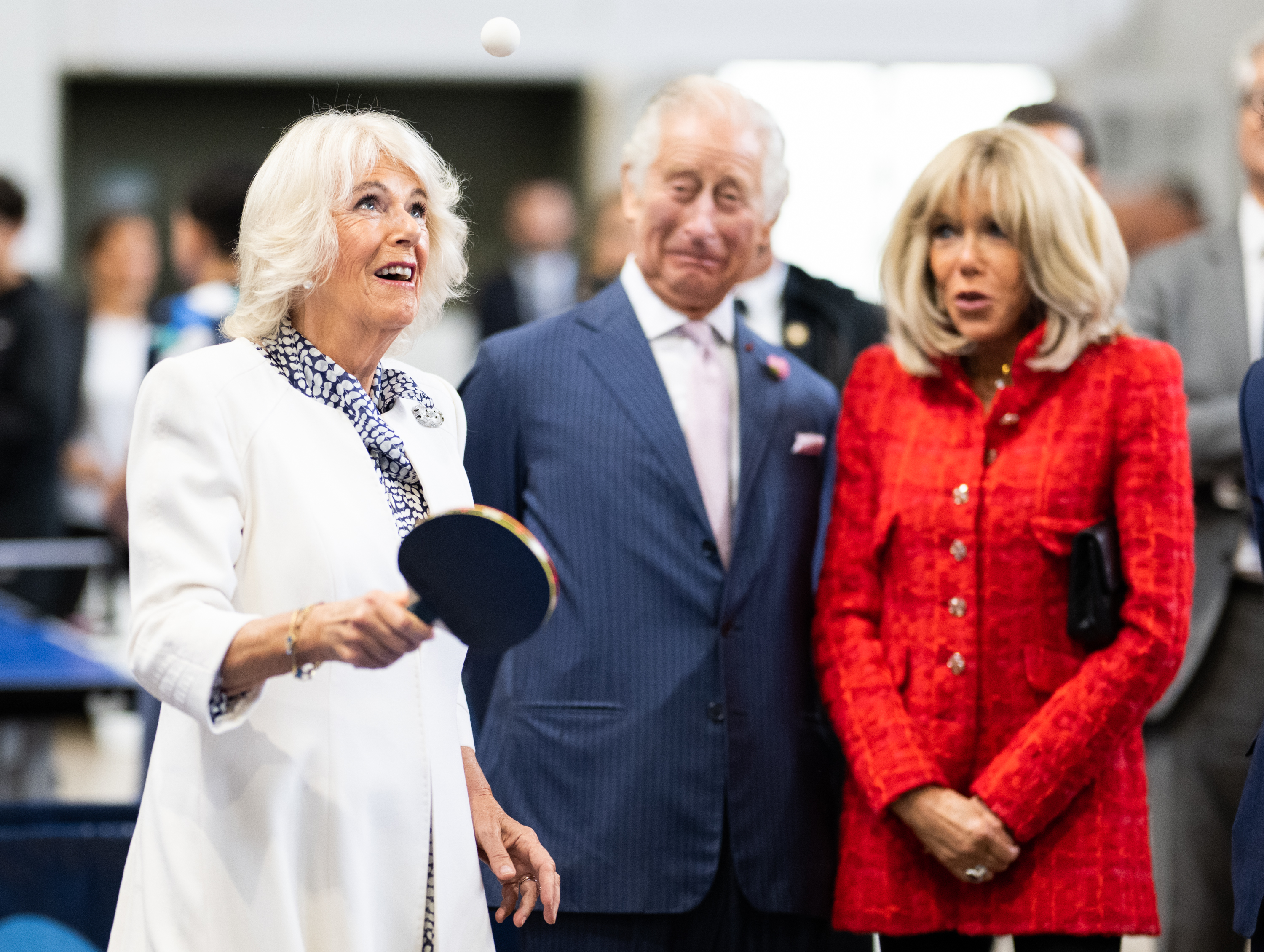 <p><span>King Charles III and France's first lady, Brigitte Macron, looked unimpressed as Queen Camilla played table tennis during a visit to youth sports associations in Saint-Denis near Paris on Sept. 21, 2023, on day two of the British </span><a href="https://www.wonderwall.com/entertainment/king-charles-iii-and-queen-camilla-in-france-see-the-best-photos-from-the-royals-official-state-visit-791038.gallery">royals' state visit to France</a><span>.</span></p>