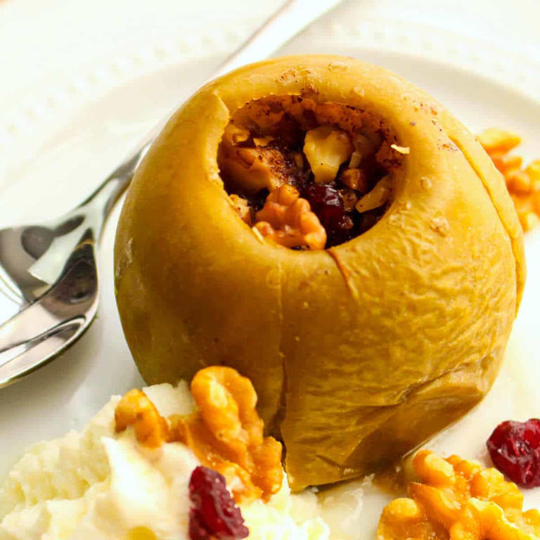 Slow Cooker Baked Apples With Cranberry Stuffing