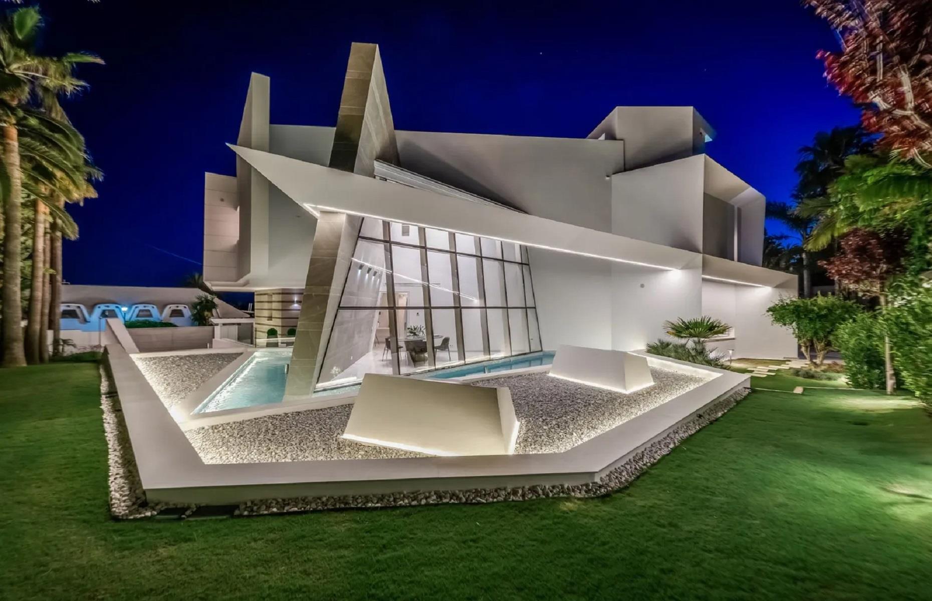 <p>This sharp, angular villa in Marbella, Spain, could definitely be described as unique. With its unusual façade that resembles a helmet or some sort of Transformers robot, it's a luxe home fit for an <a href="https://www.loveproperty.com/gallerylist/95390/why-an-eccentric-millionaire-abandoned-this-american-castle">eccentric millionaire</a>. </p>